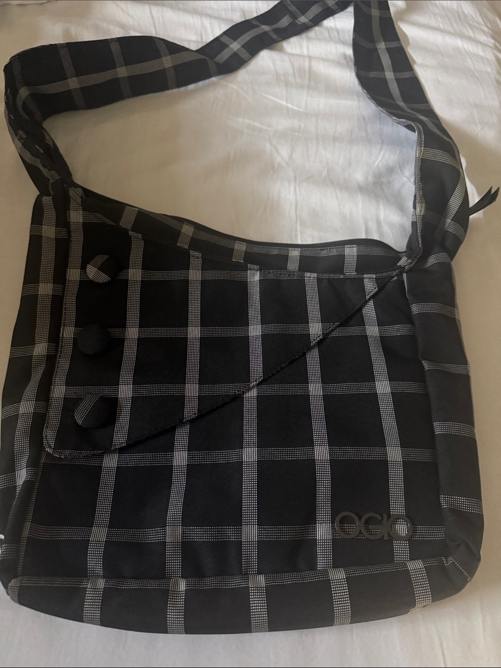 OGIO Black and Gray Windowpane Crossbody Bag